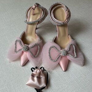 COPY - Mach&Mach Double Crystal Bow Heels powder pink
